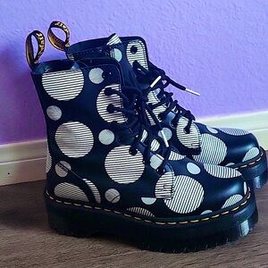 Dr. Martens Black and White Polka Dot Women's Boots